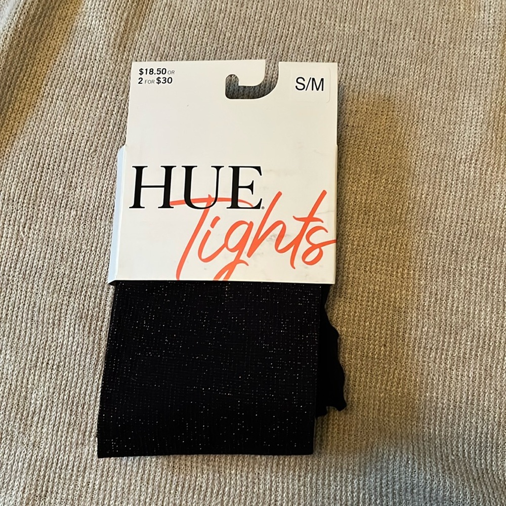 Hue Tights S/M sparkle black rose NWT